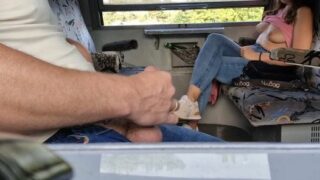 DickFlash On Train Stranger Shows Tits As She Sees Her Masturbating