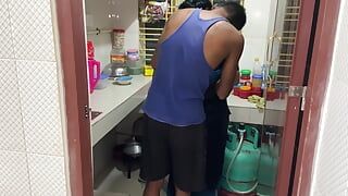 I saw my aunty cooking alone in the kitchen, I hugged her and started fucking