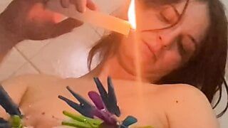 wax play, nipple clamps, spoon tits spanking