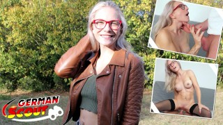 GERMAN SCOUT – Fit blonde Glasses Girl Vivi Vallentine Pickup and talk to Casting Fuck